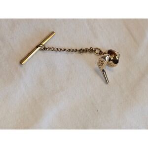 Swank Mens Gold Tone Golf Club Tie Tack Pin Chain Vintage Accessory
